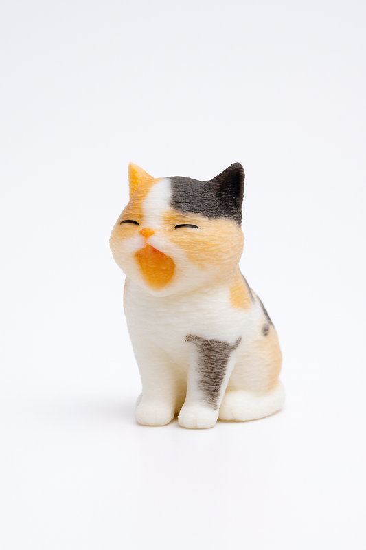 Yawning Cat Figurine – Calico Edition