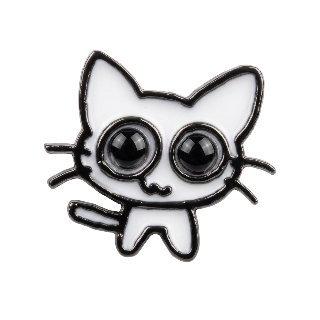 Big eyes cat enamel pin